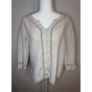Liz Claiborne Linen Top Women’s Large Blouse